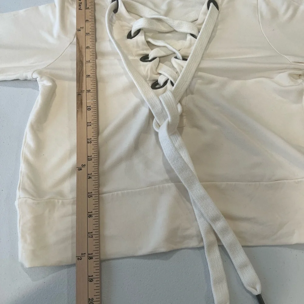 ALO Yoga Cream Lace-Up Sweatshirt  S  NWOT